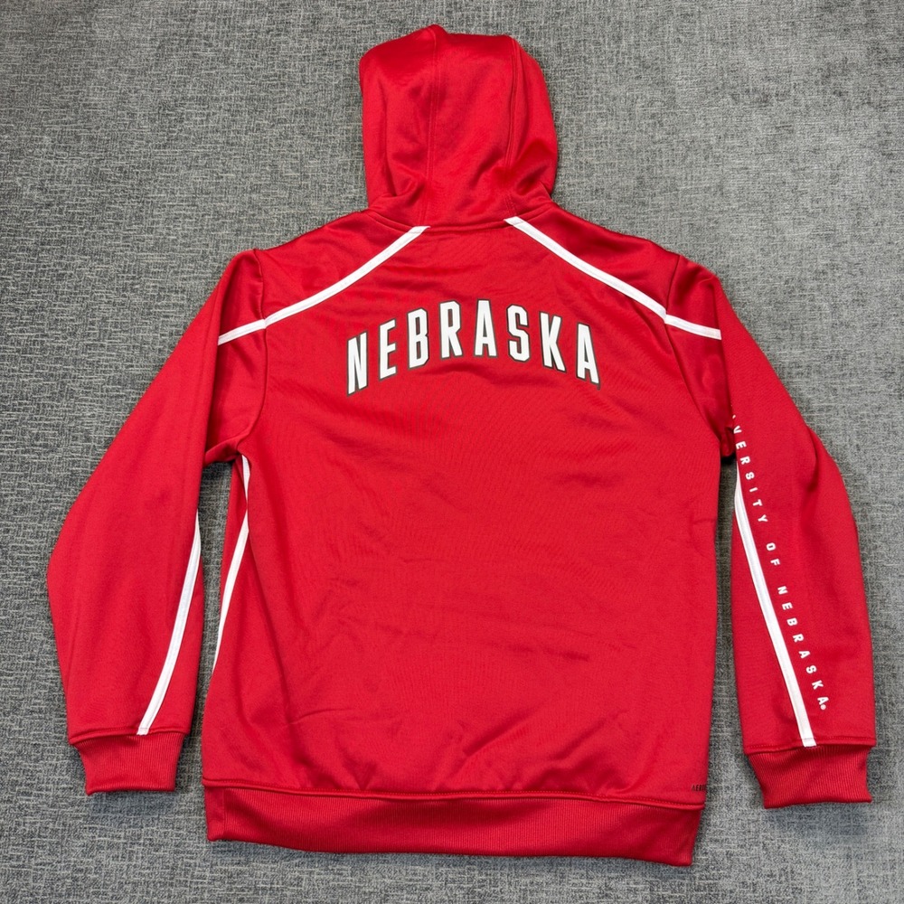 Adidas Nebraska Cornhuskers Full Zip Hoodie Mens Medium Red Sweatshirt NWT - Picture 3 of 10